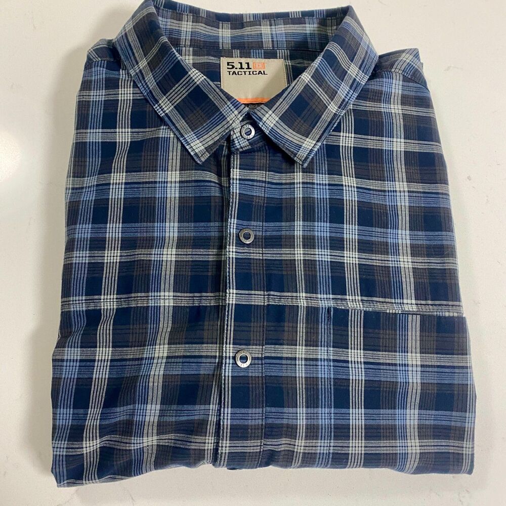 5.11 Tactical Men's Plaid Long Sleeve Button-Up Shirt – Size Large